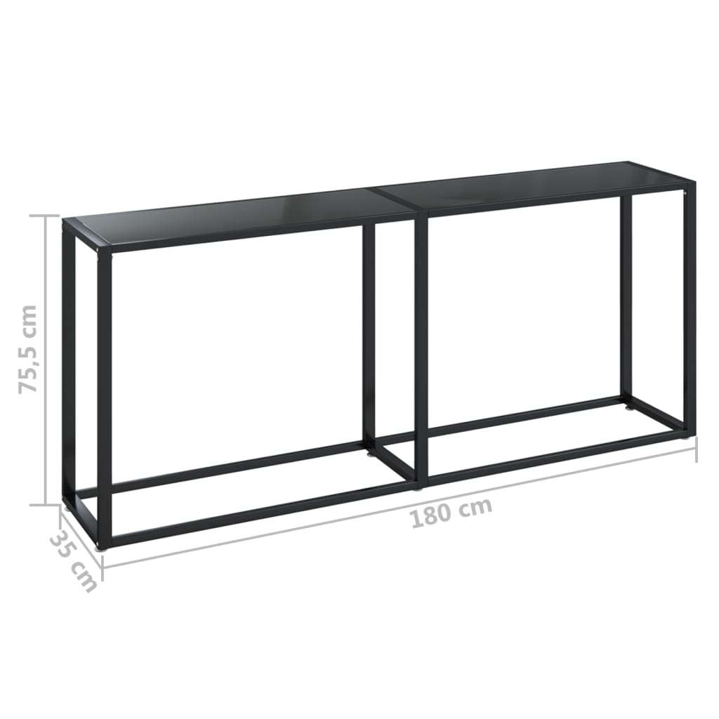 vidaXL Table console Noir 180x35x75,5 cm Verre trempé