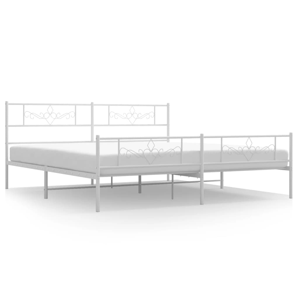 vidaXL Cadre de lit métal sans matelas et pied de lit blanc 193x203 cm