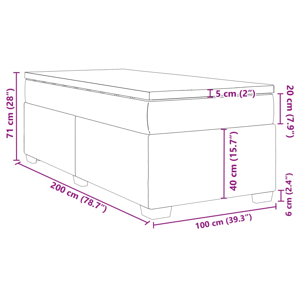 vidaXL Sommier à lattes de lit avec matelas Gris foncé 100x200 cm