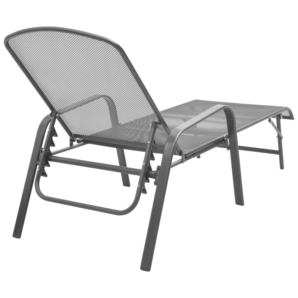 vidaXL Chaises longues lot de 2 avec table Acier Anthracite