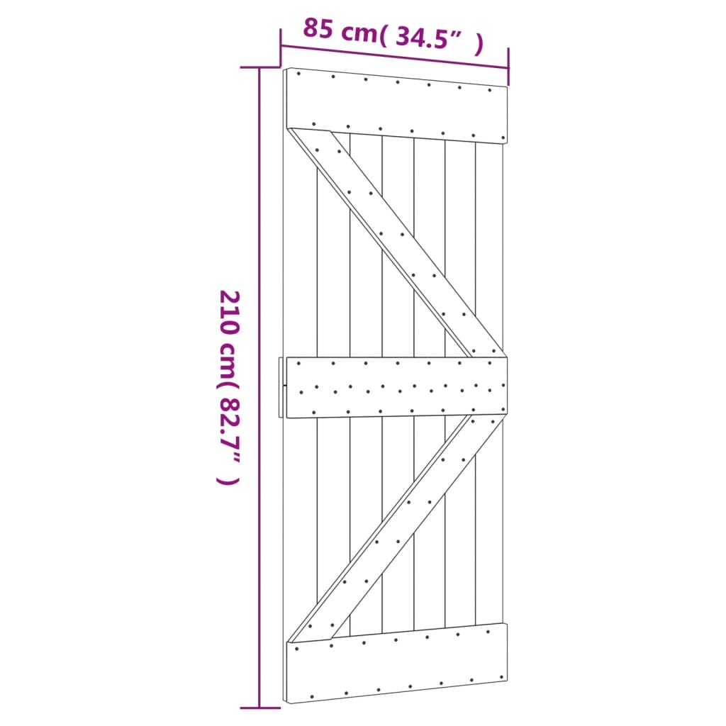 vidaXL Porte NARVIK 85x210 cm bois massif de pin