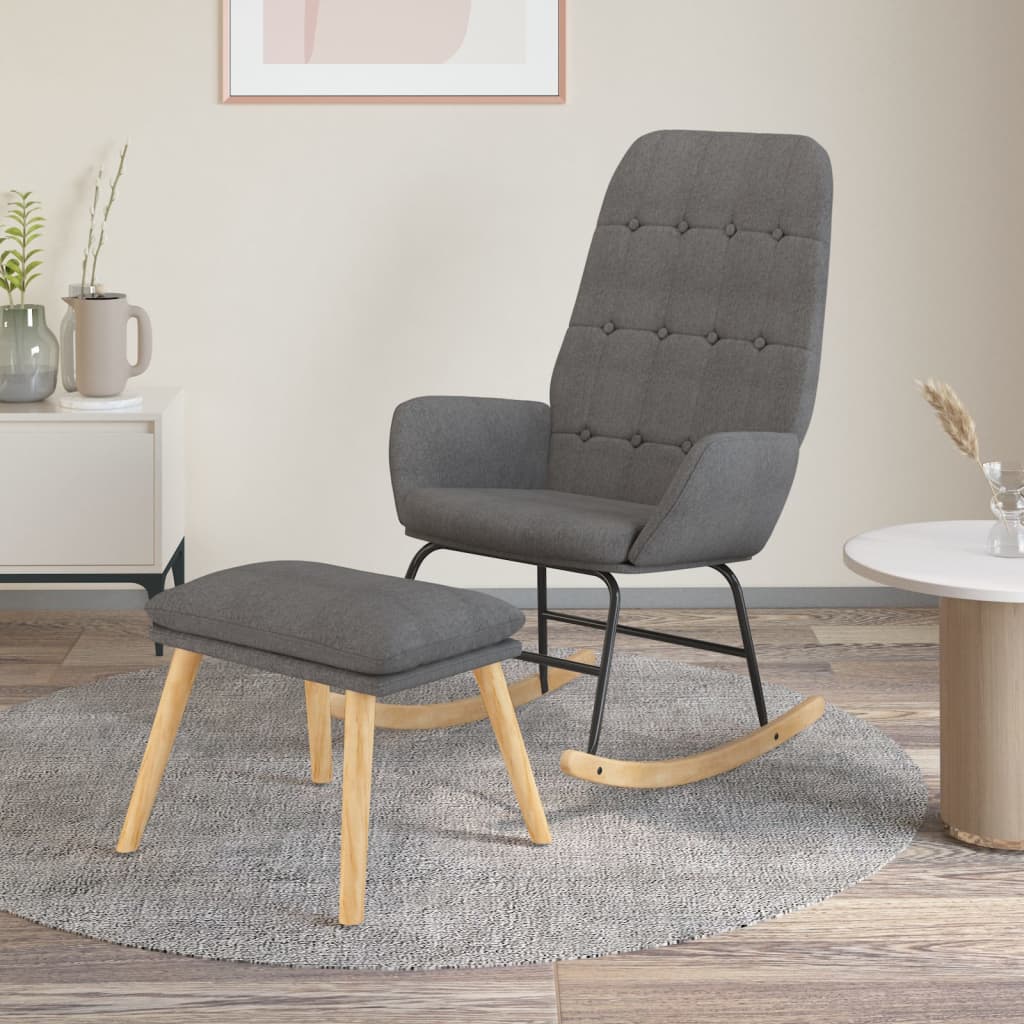 vidaXL Chaise à bascule avec repose-pied Gris clair Tissu