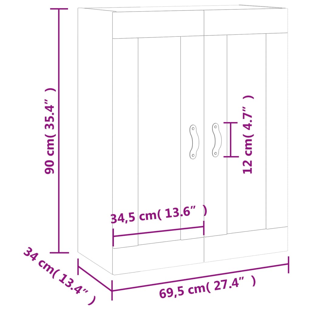 vidaXL Armoire murale blanc 69,5x34x90 cm