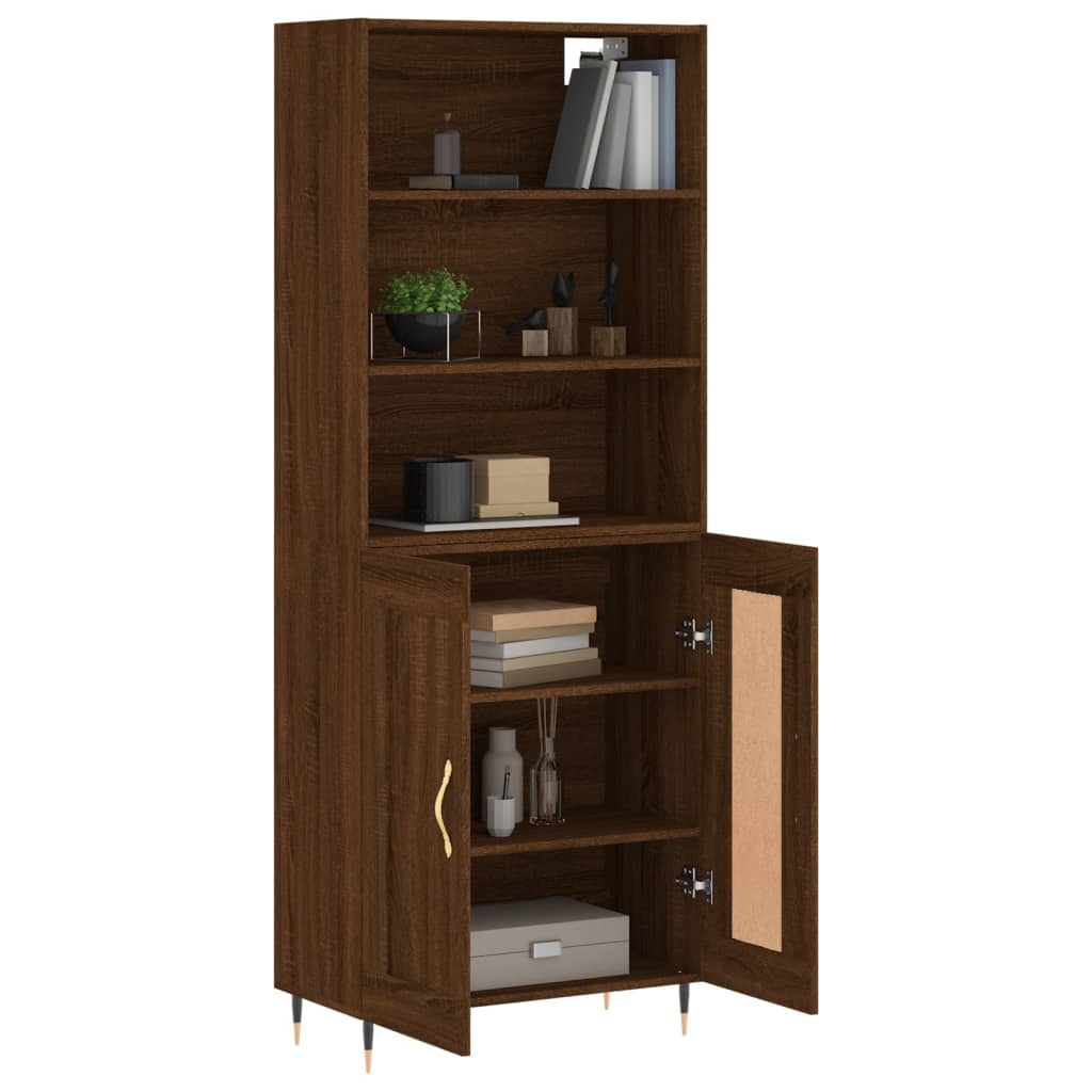 vidaXL Buffet haut Chêne marron 69,5x34x180 cm Bois d'ingénierie