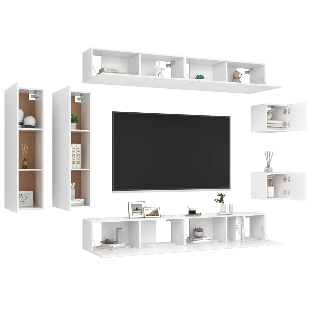 vidaXL Ensemble de meubles TV 8 pcs Blanc Bois d'ingénierie