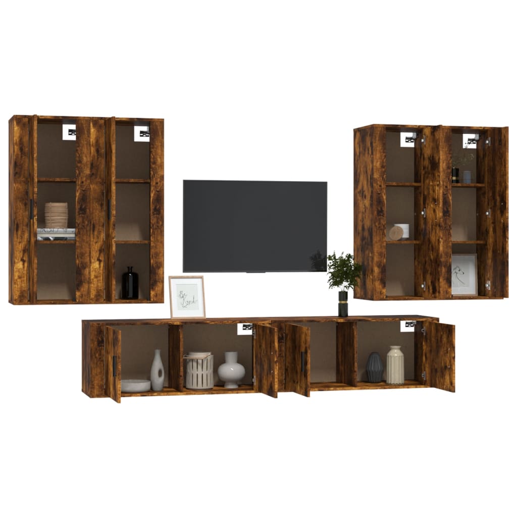 vidaXL Ensemble de meubles TV 6 pcs Chêne fumé Bois d'ingénierie