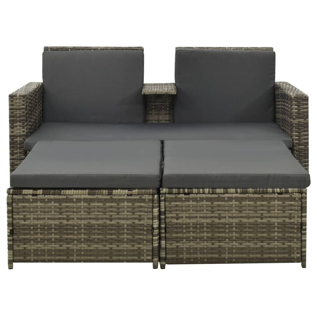 vidaXL Salon de jardin 3 pcs avec coussins Résine tressée Gris