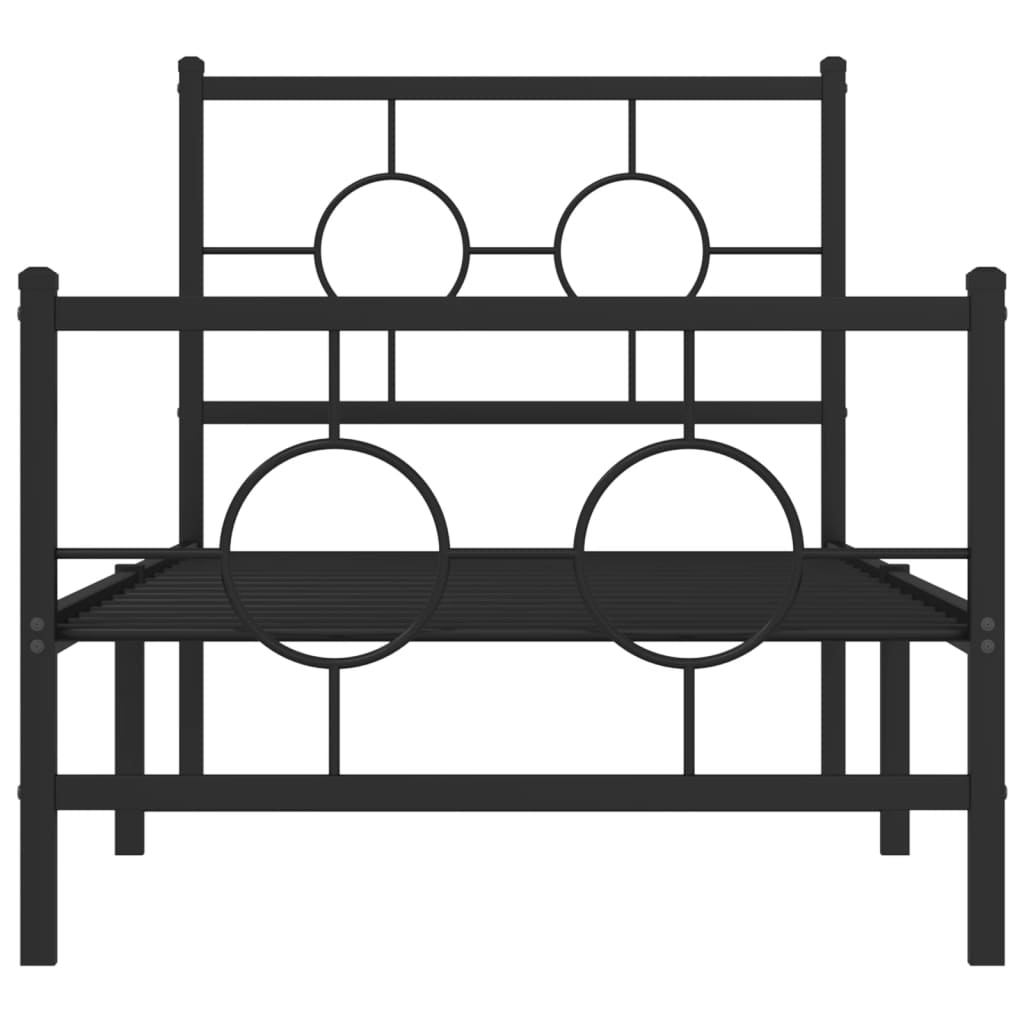 vidaXL Cadre de lit métal sans matelas avec pied de lit noir 75x190 cm