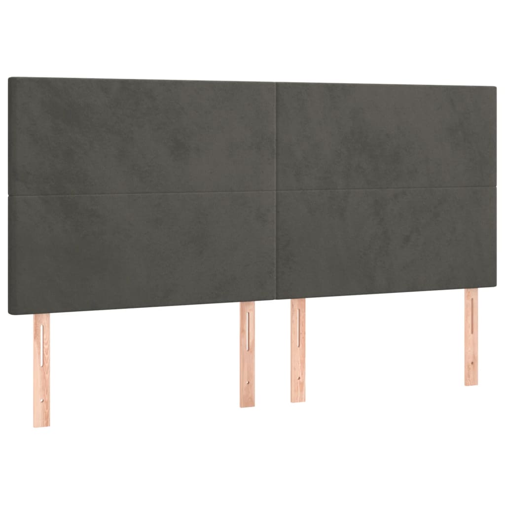 vidaXL Tête de lit à LED Gris foncé 200x5x118/128 cm Velours