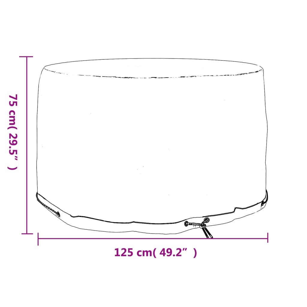 vidaXL Housse pour meubles de jardin 6 œillets Ø125x75 cm rond