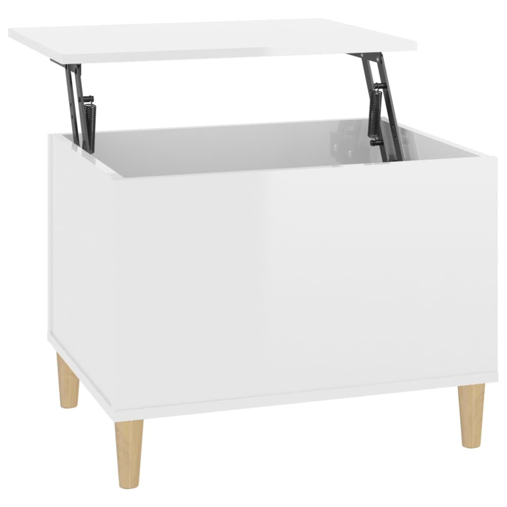 vidaXL Table basse Blanc brillant 60x44,5x45 cm Bois d'ingénierie