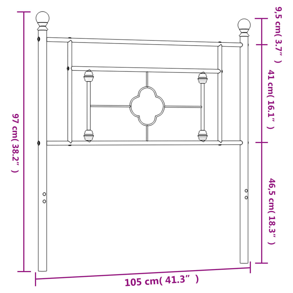 vidaXL Tête de lit métal noir 100 cm