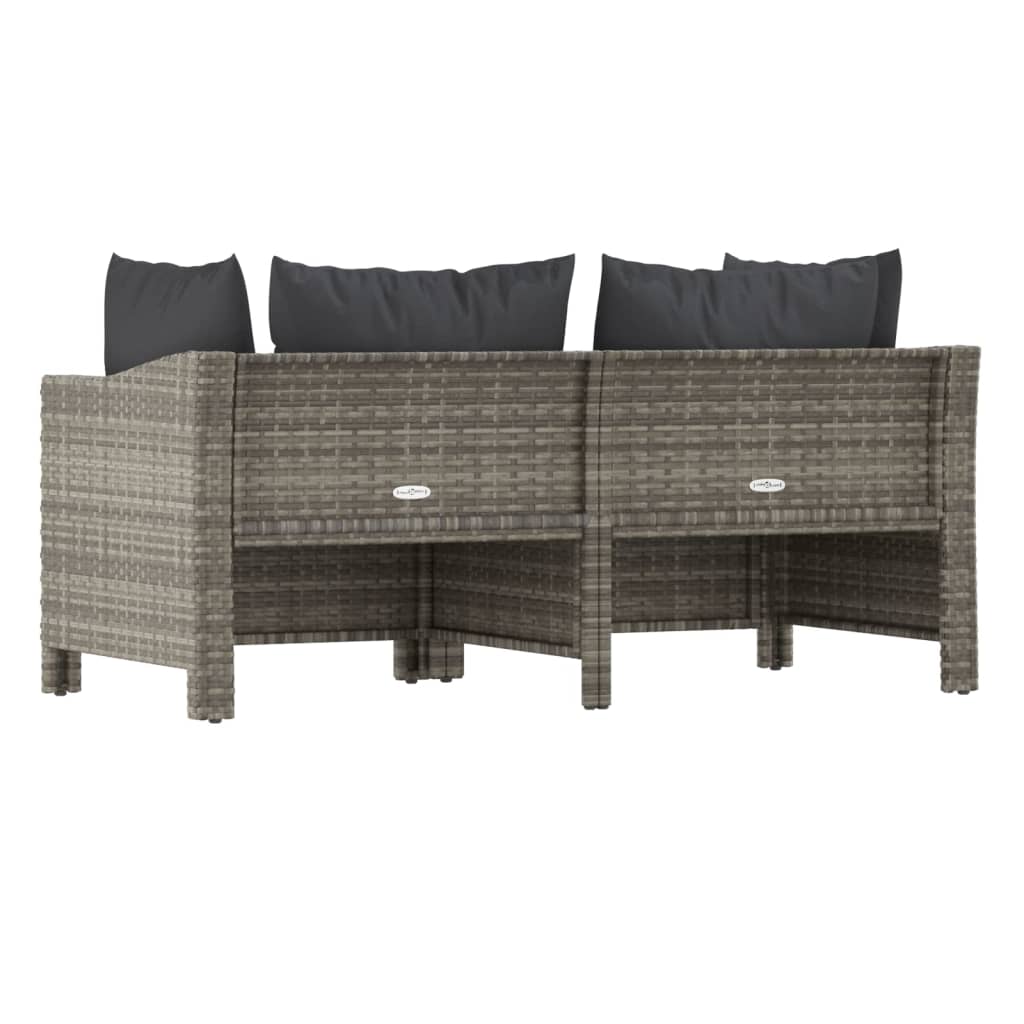 vidaXL Salon de jardin 2 pcs avec coussins Gris Résine tressée