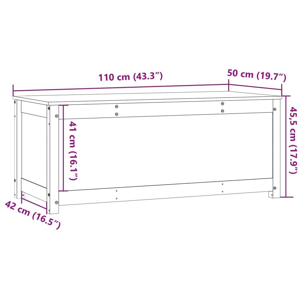 vidaXL Boîte de rangement Blanc 110x50x45,5 cm Bois massif de pin