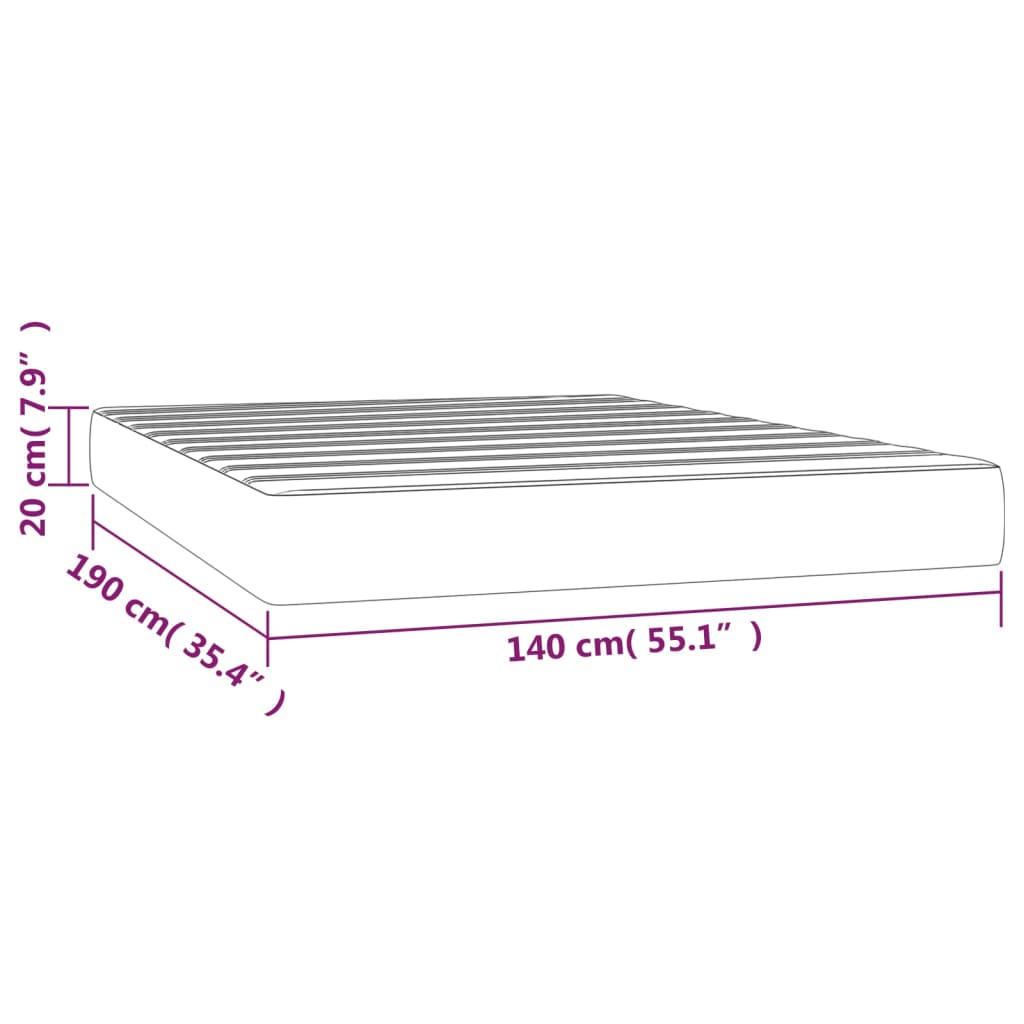 vidaXL Matelas de lit à ressorts ensachés Gris foncé 140x190x20 cm