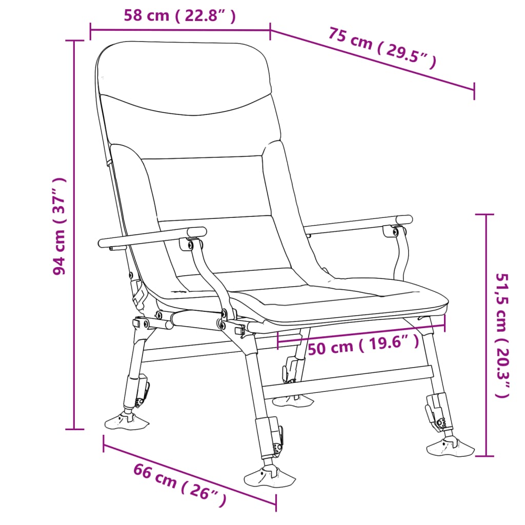 vidaXL Chaise de pêche avec accoudoir pliable vert