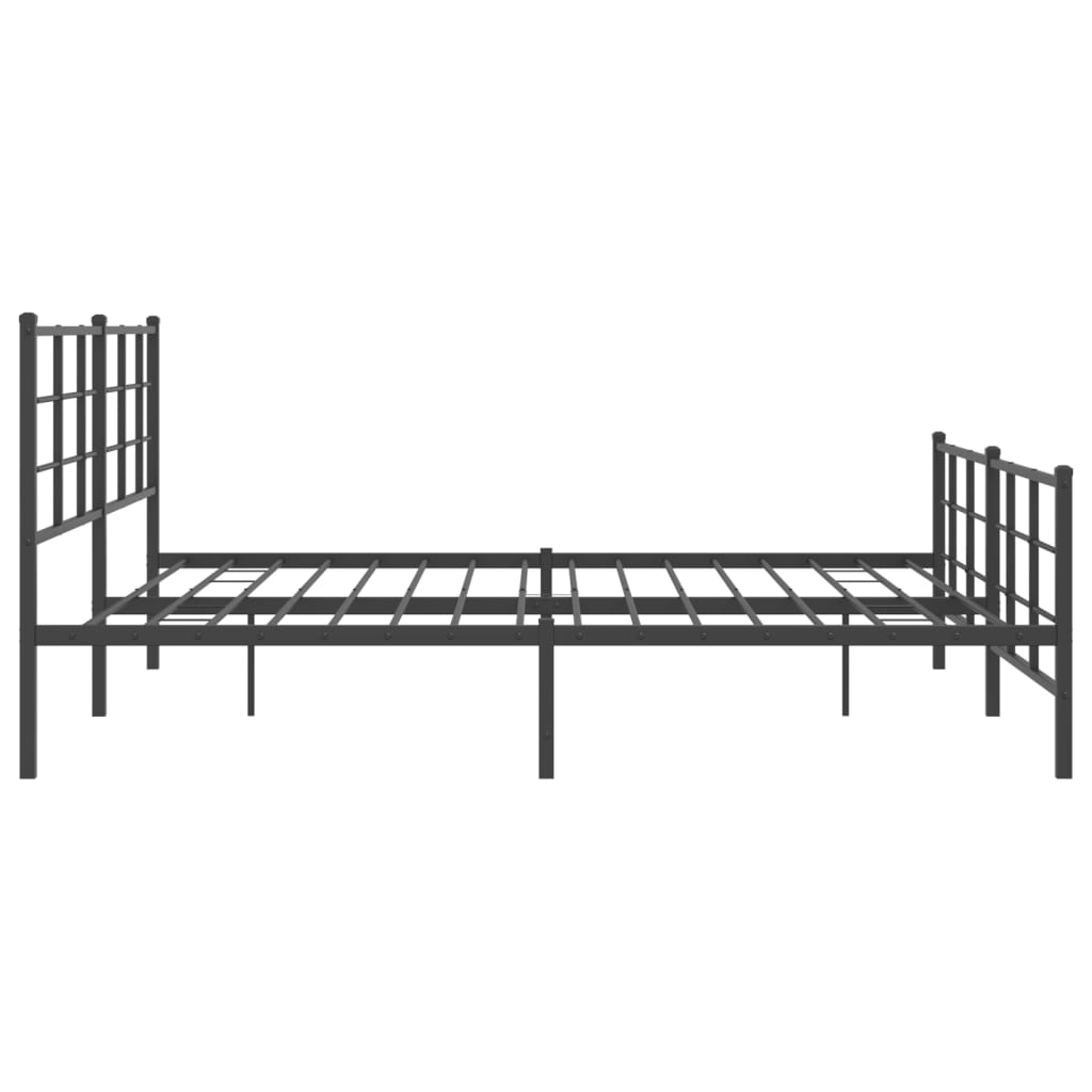 vidaXL Cadre de lit métal sans matelas avec pied de lit noir 200x200cm