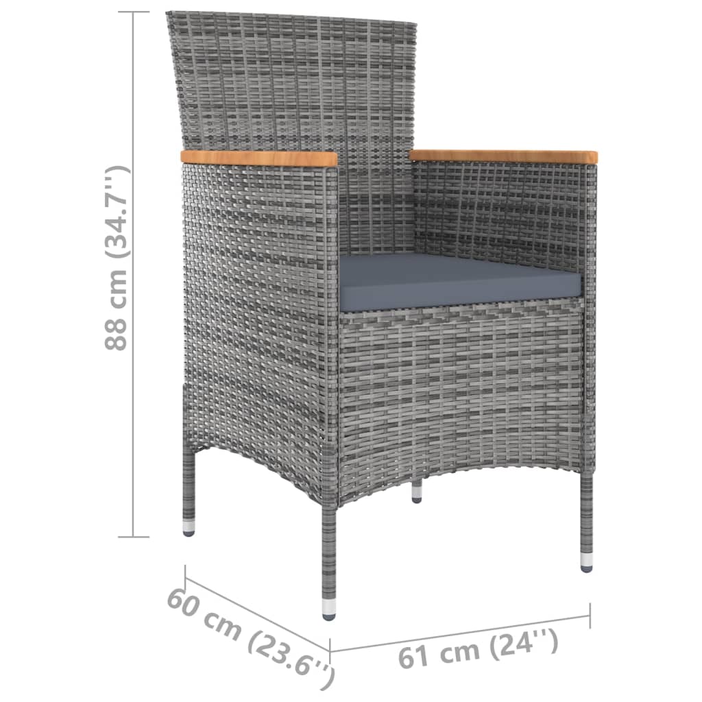 vidaXL Ensemble à manger d'extérieur 5pcs coussins résine tressée vris