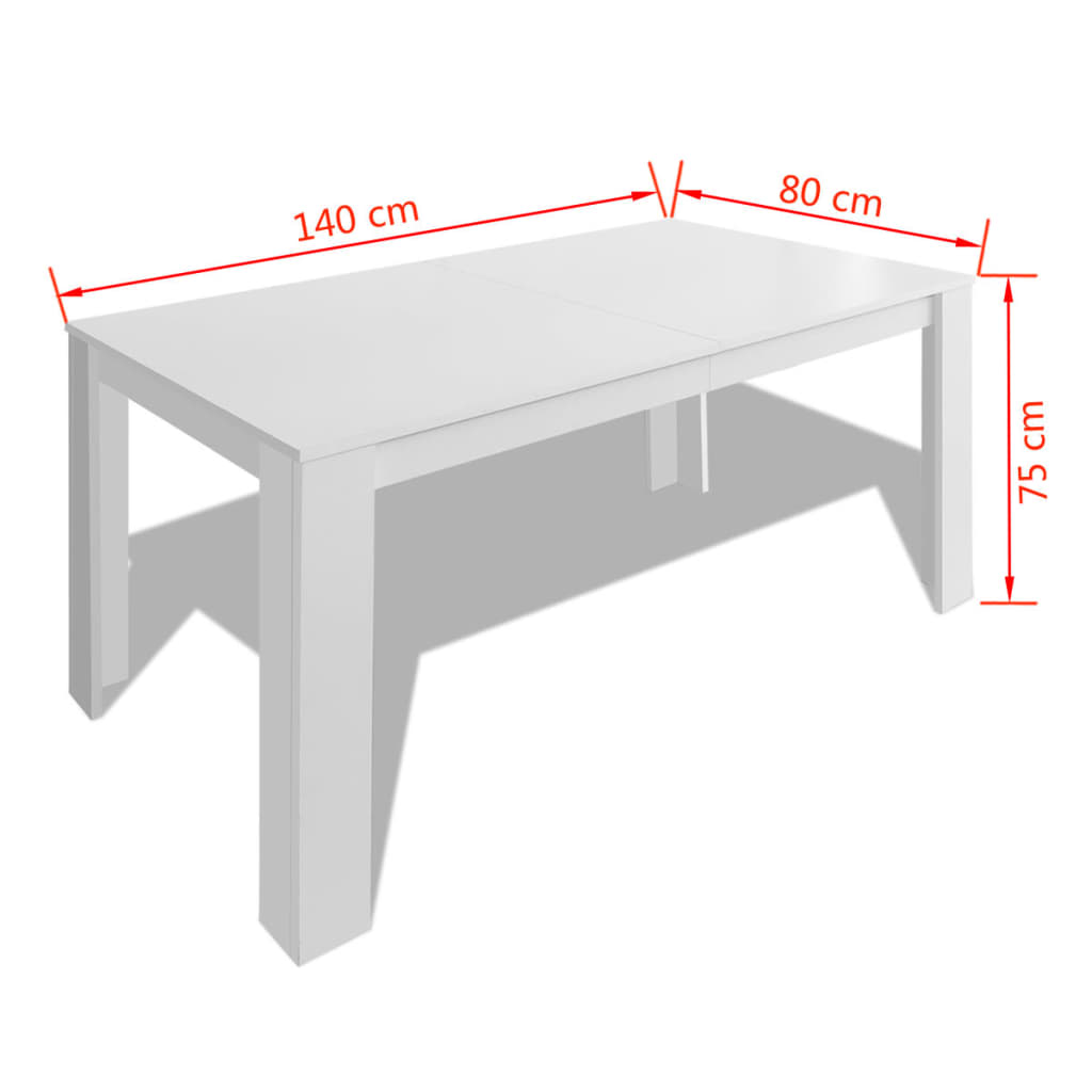 vidaXL Table à manger 140x80x75 cm blanc