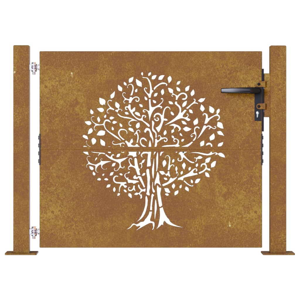 vidaXL Portail de jardin 105x105 cm acier corten conception de l'arbre