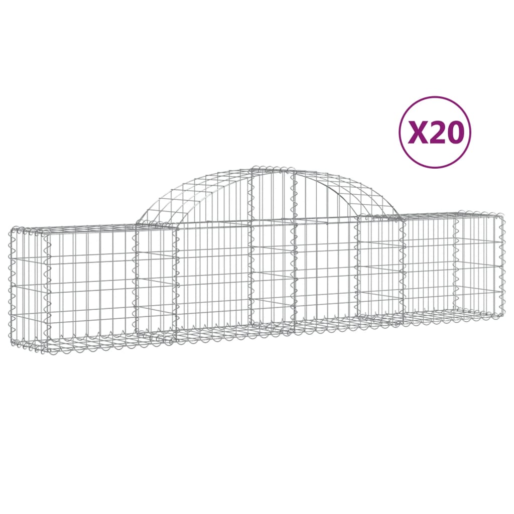 vidaXL Paniers à gabions arqués 20 pcs 200x30x40/60 cm Fer galvanisé