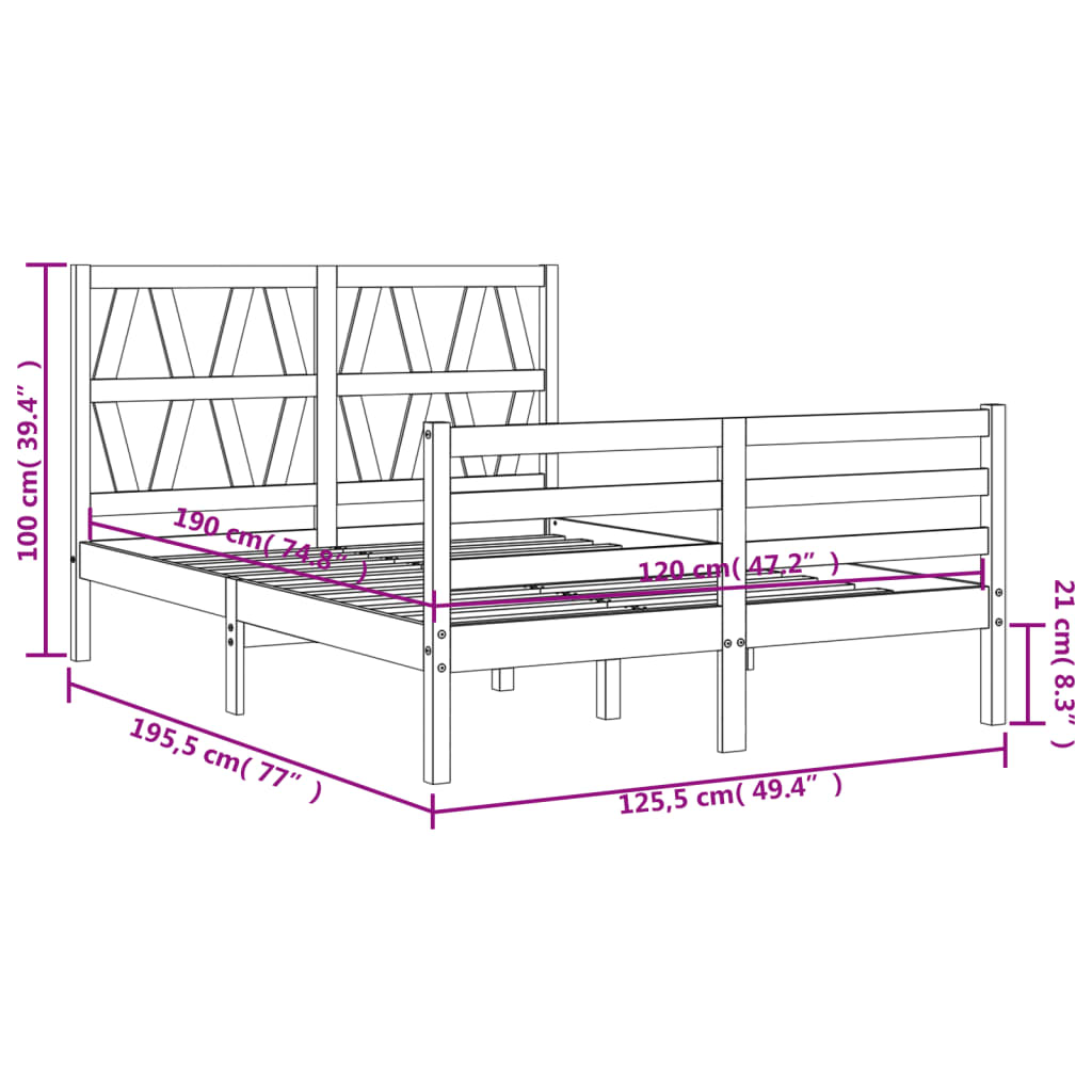 vidaXL Cadre de lit sans matelas blanc bois massif