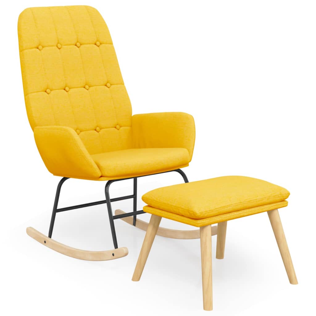 vidaXL Chaise à bascule avec repose-pied Jaune moutarde Tissu