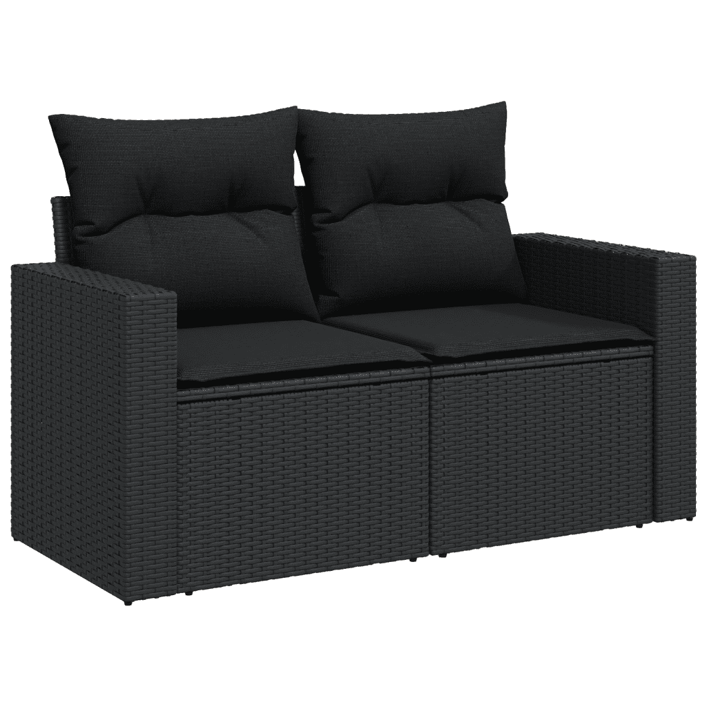 vidaXL Salon de jardin 11 pcs avec coussins noir résine tressée