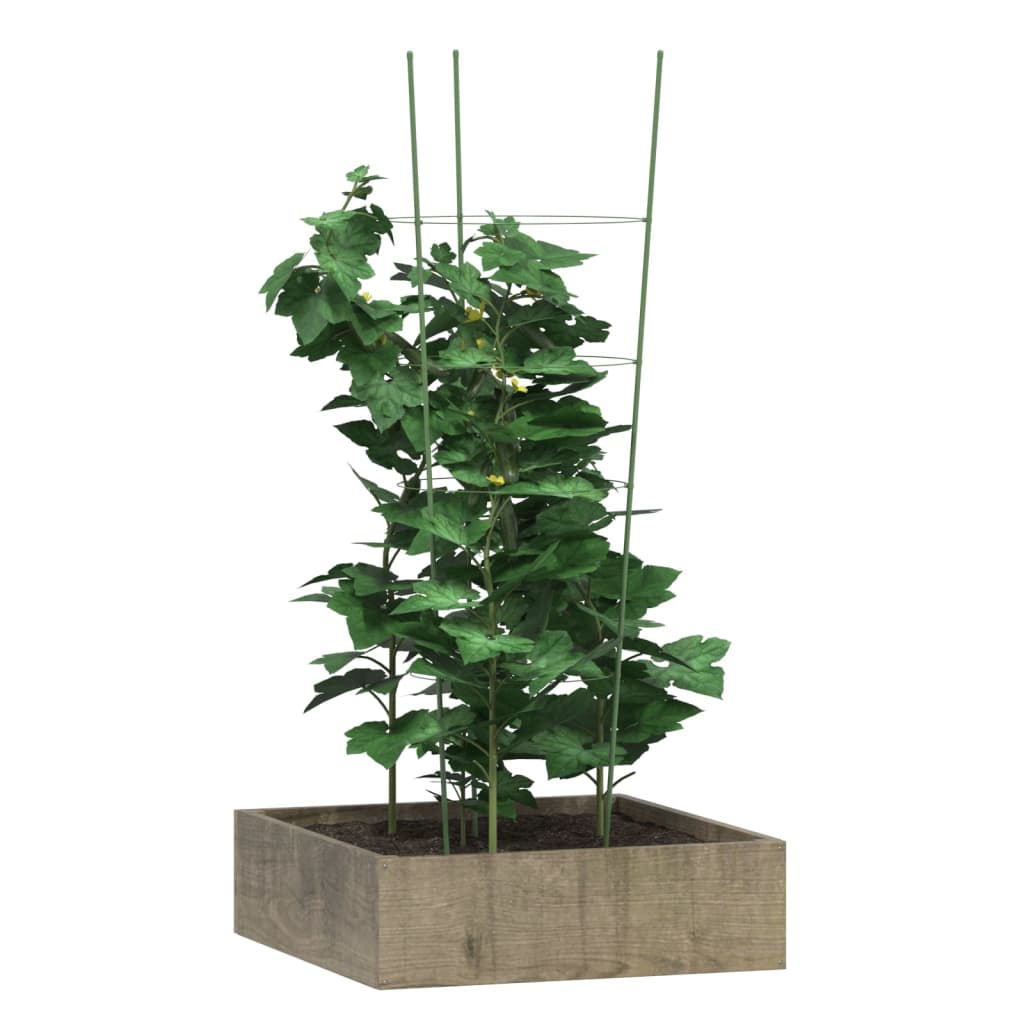 vidaXL Supports pour plantes de jardin 4 anneaux 5pcs Vert 90 cm Acier