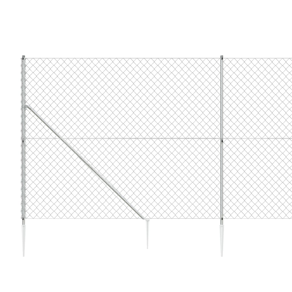 vidaXL Clôture à mailles losangées avec ancrage argenté 2,2x25 m