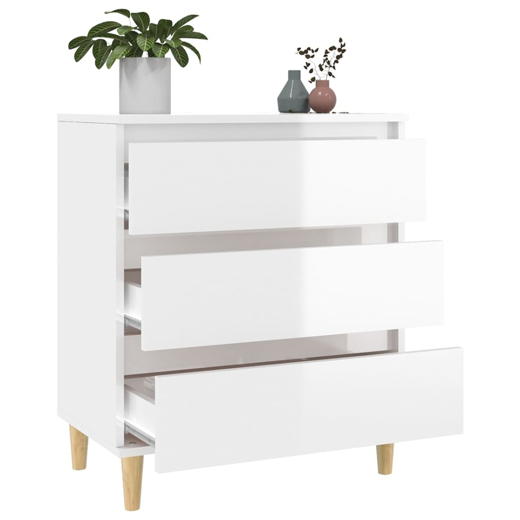 vidaXL Buffet Blanc brillant 60x35x70 cm Bois d'ingénierie