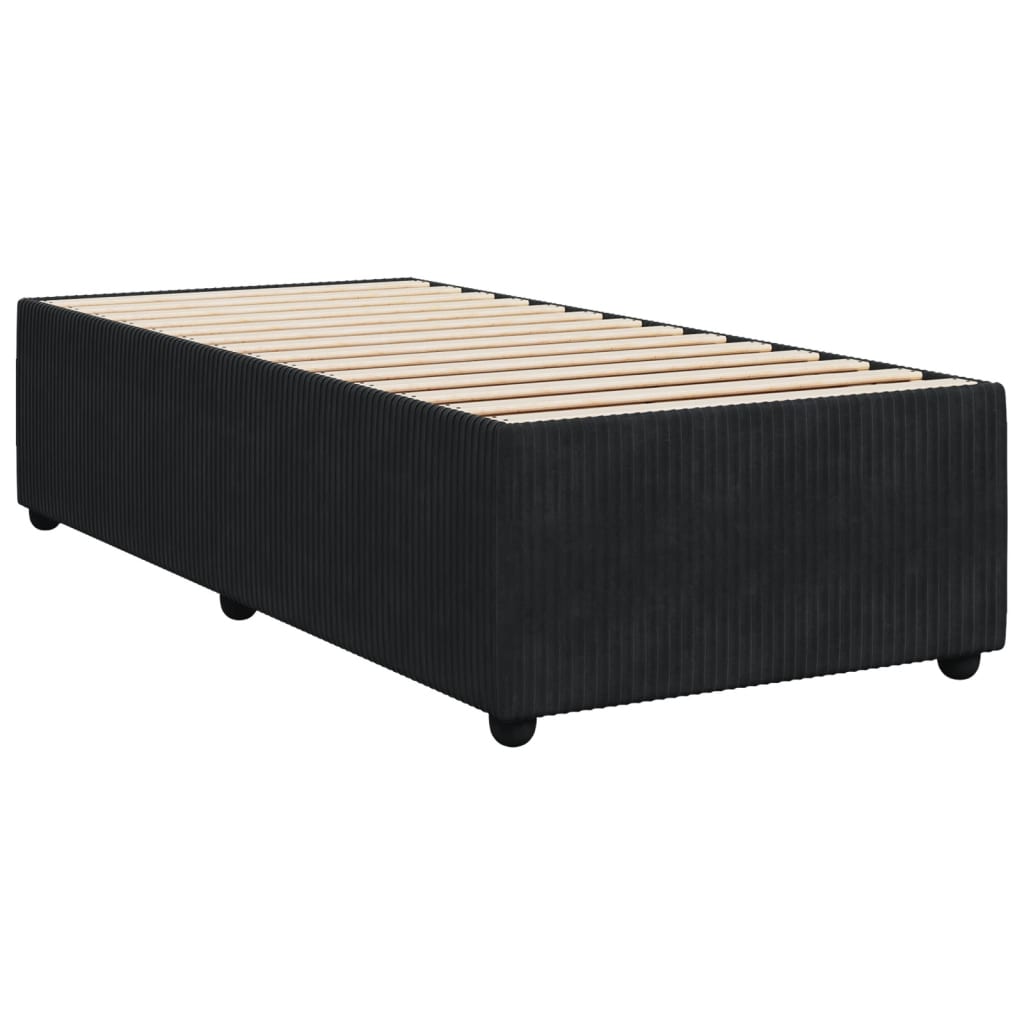 vidaXL Sommier à lattes de lit avec matelas Noir 90x190 cm Velours