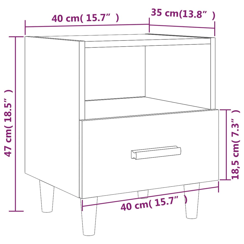 vidaXL Table de chevet Noir 40x35x47 cm