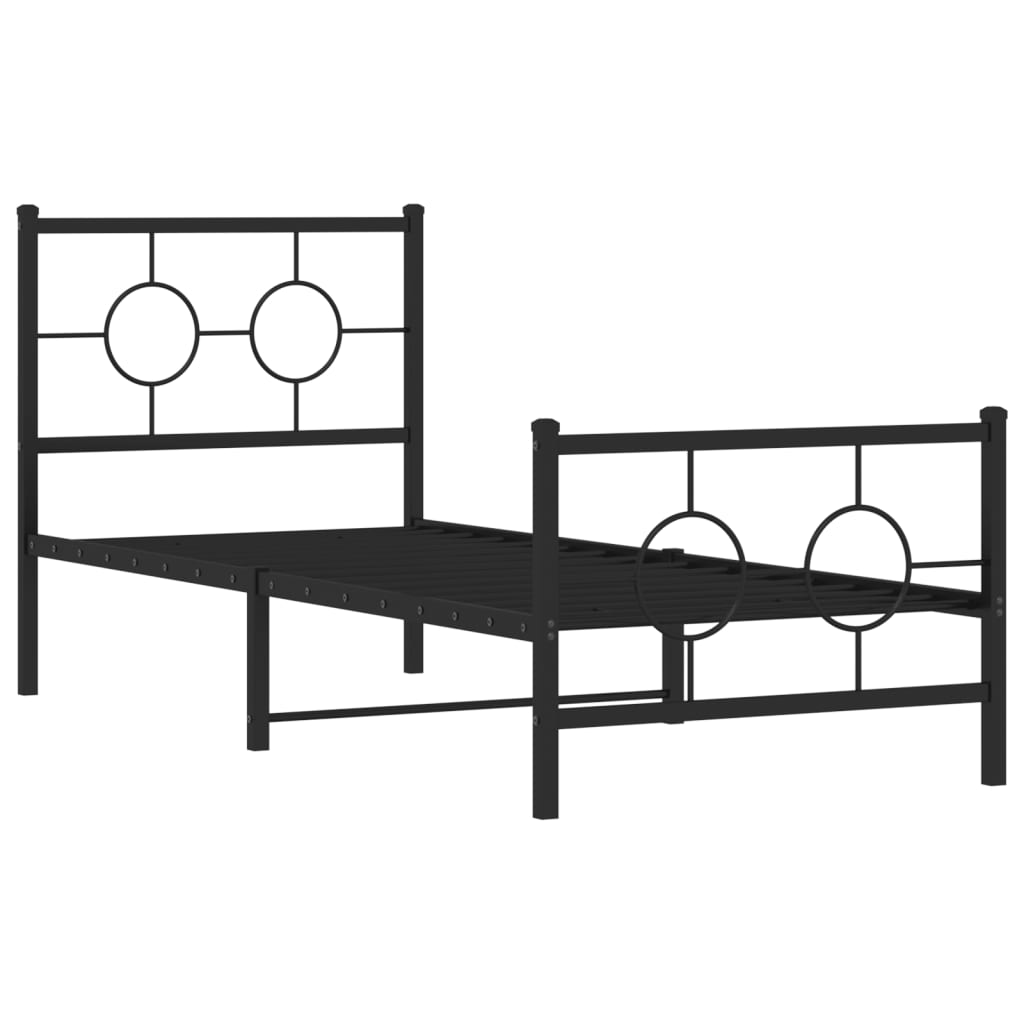 vidaXL Cadre de lit métal sans matelas avec pied de lit noir 75x190 cm