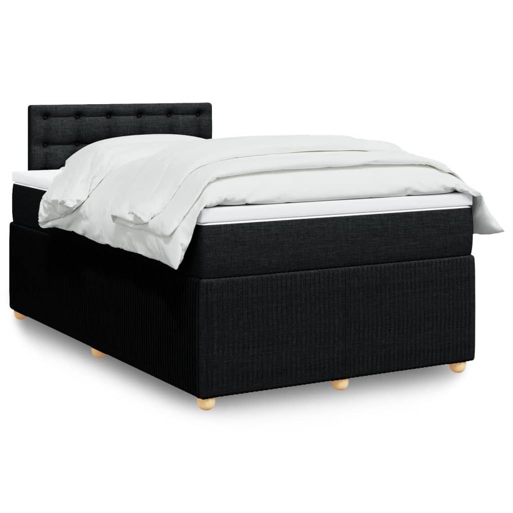 vidaXL Sommier à lattes de lit avec matelas Noir 120x200 cm Tissu