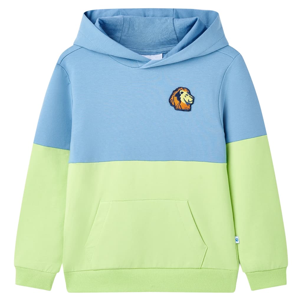 Sweatshirt à capuche pour enfants bleu et jaune tendre 140