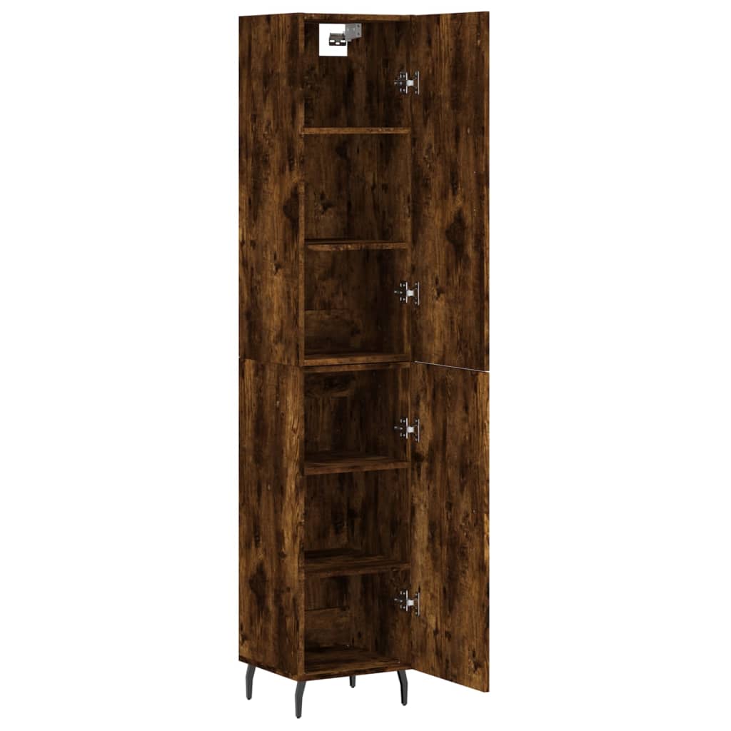 vidaXL Buffet haut Chêne fumé 34,5x34x180 cm Bois d'ingénierie