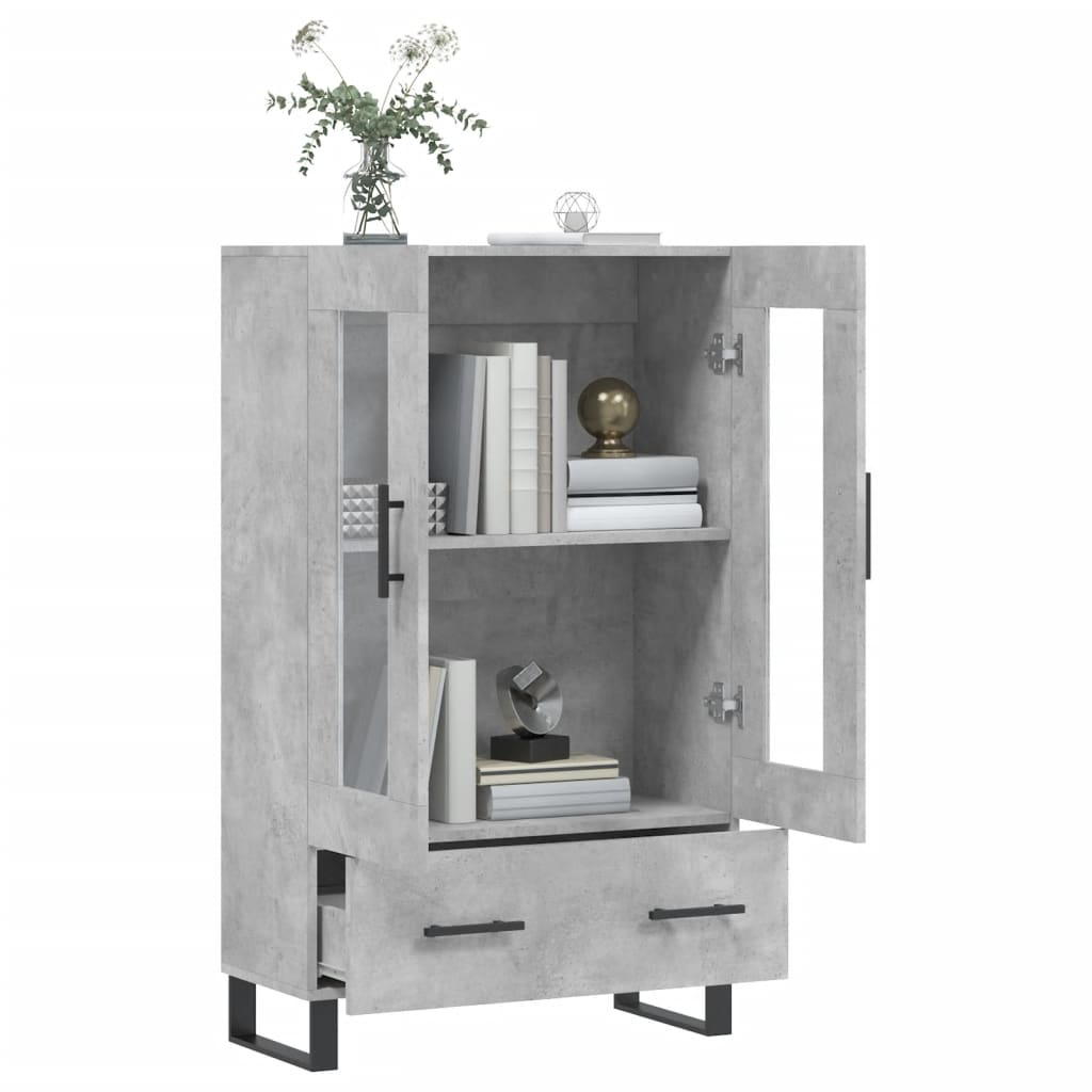 vidaXL Buffet haut gris béton 69,5x31x115 cm bois d'ingénierie