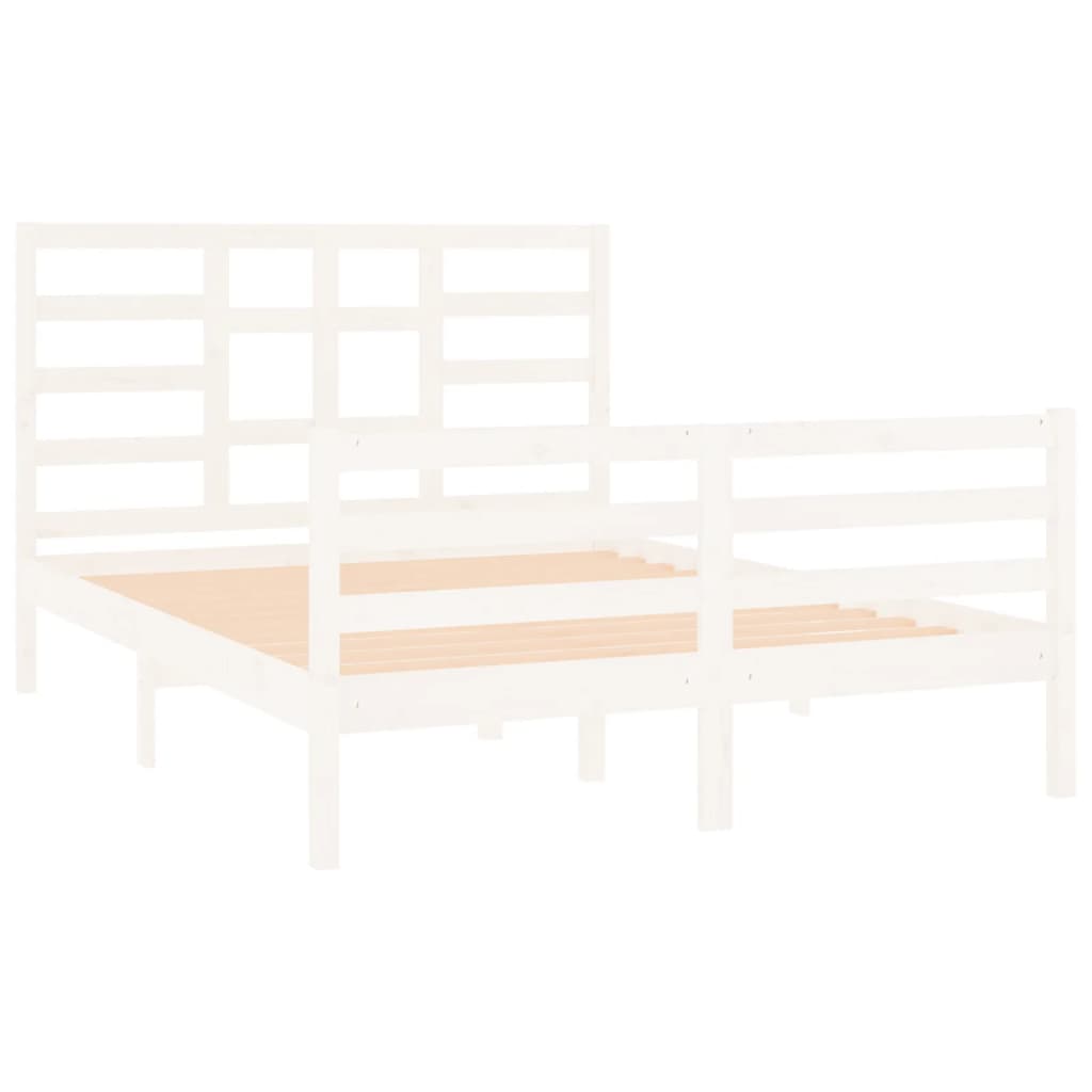 vidaXL Cadre de lit Blanc Bois massif 140x190 cm