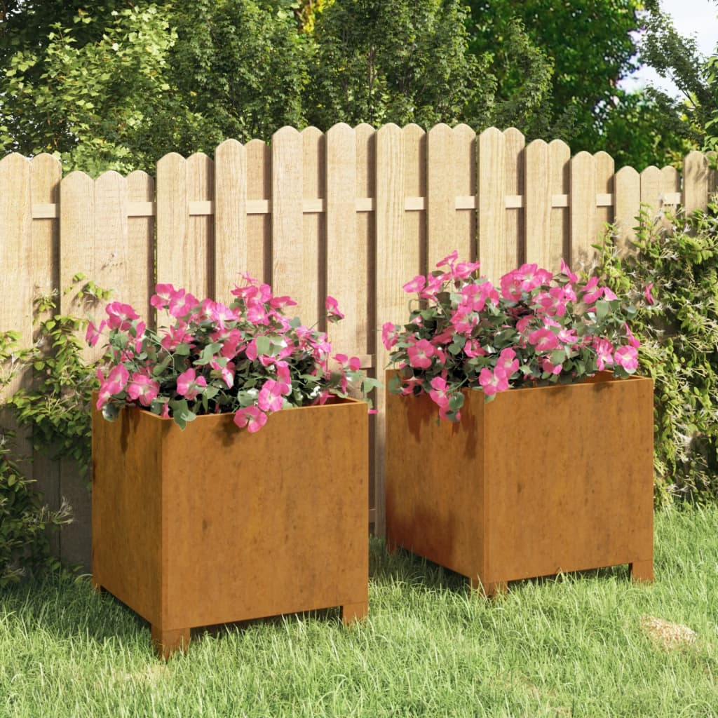 vidaXL Jardinières avec pieds 2 pcs Rouillé 32x30x33 cm Acier corten