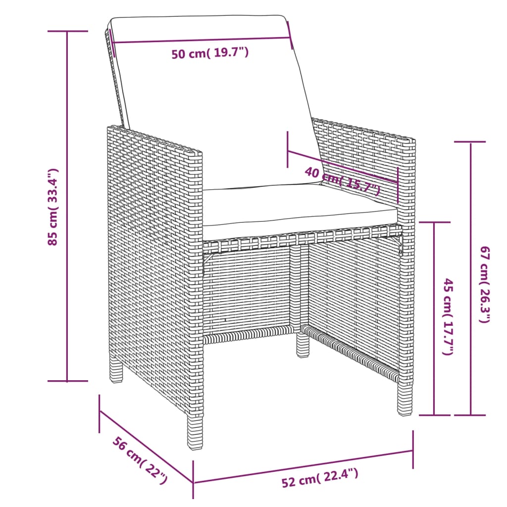 vidaXL Ensemble à manger d'extérieur 11pcs Rotin et bois d'acacia Noir