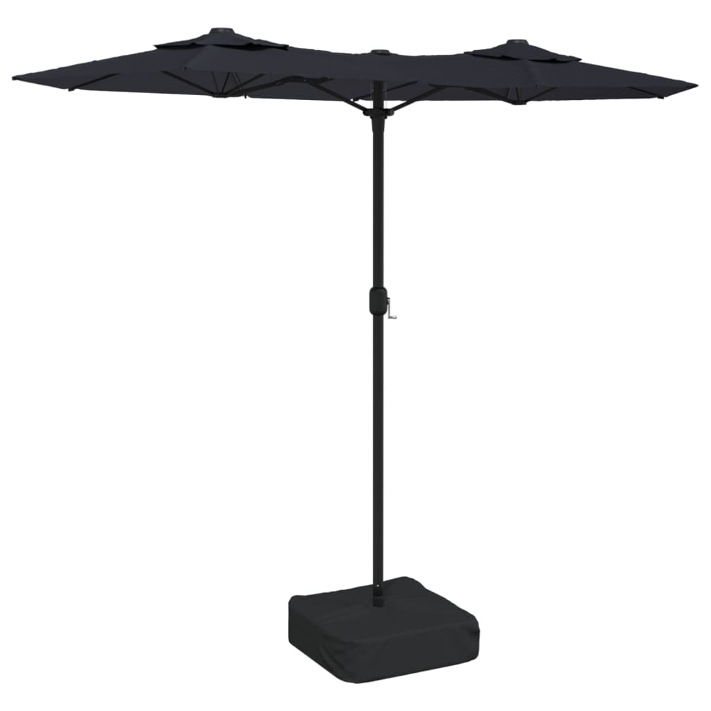 vidaXL Parasol à double tête noir 316x240 cm