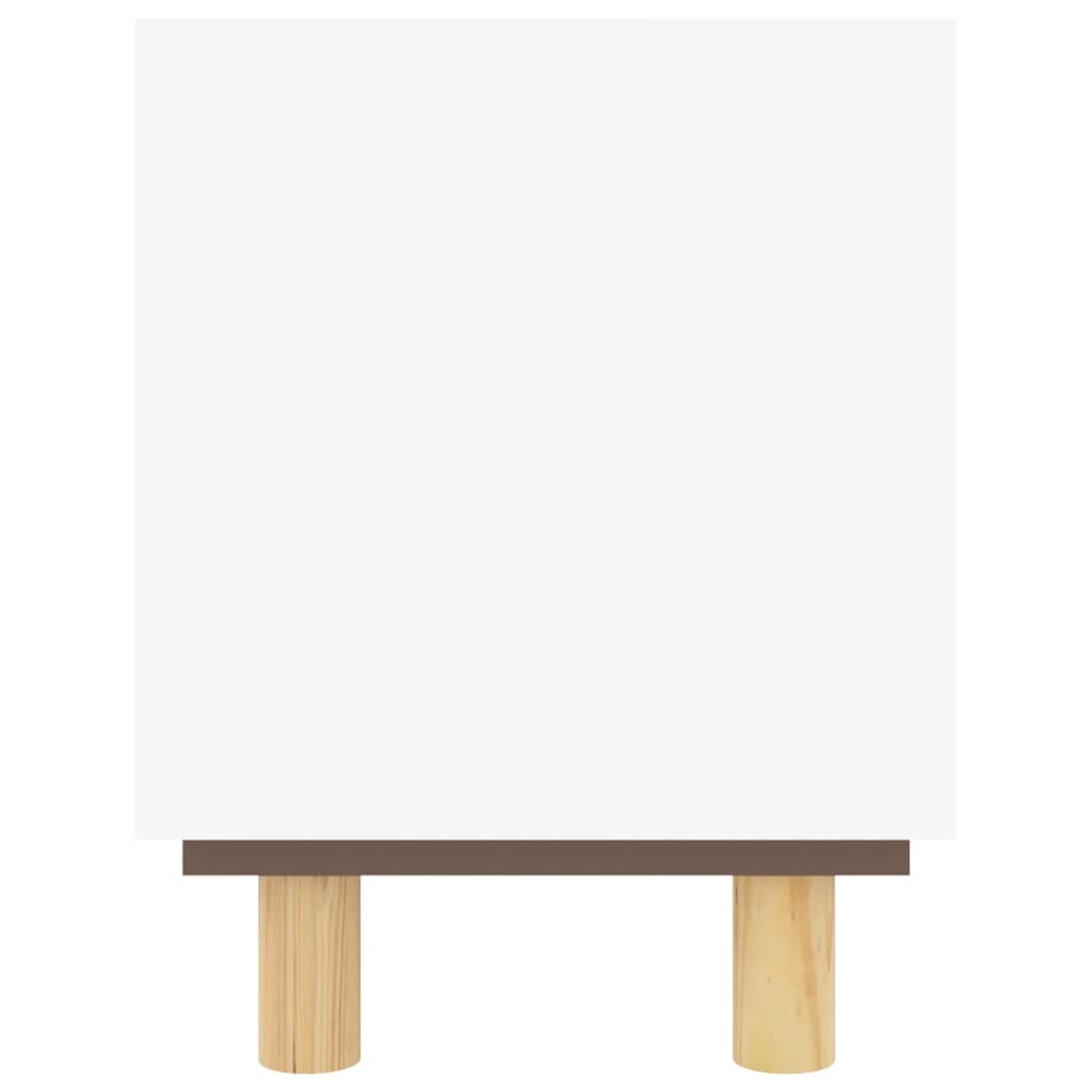 vidaXL Meuble TV Blanc 105x30x40cm Bois de pin massif et rotin naturel