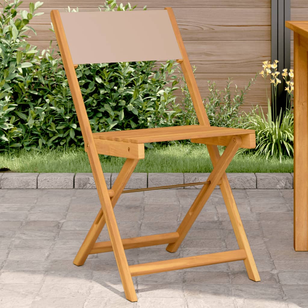 vidaXL Chaises de bistrot lot de 2 taupe bois d'acacia massif et tissu