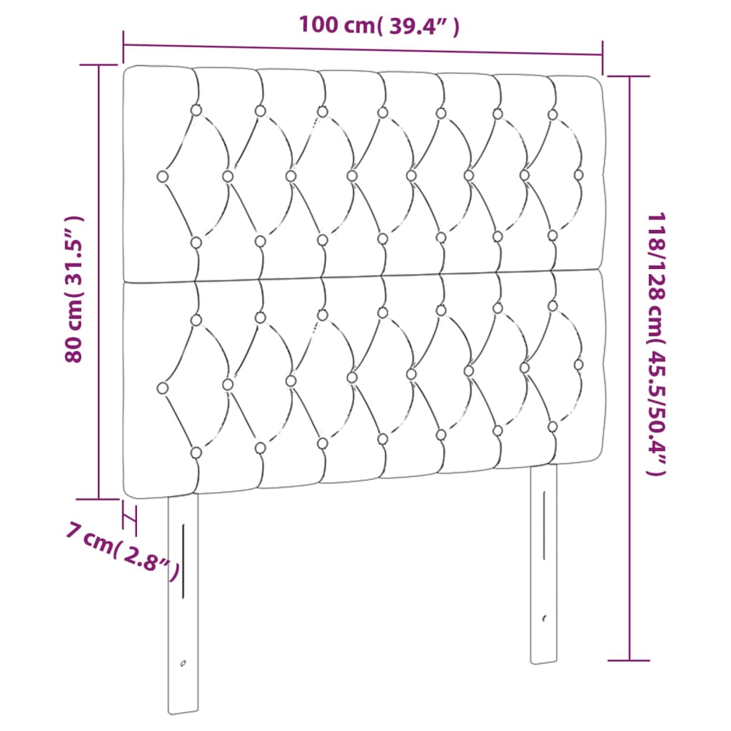 vidaXL Tête de lit à LED Gris foncé 100x7x118/128 cm Tissu