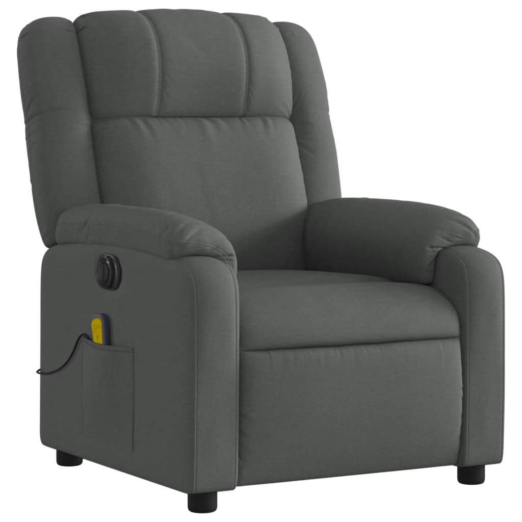 vidaXL Fauteuil inclinable de massage électrique gris foncé tissu