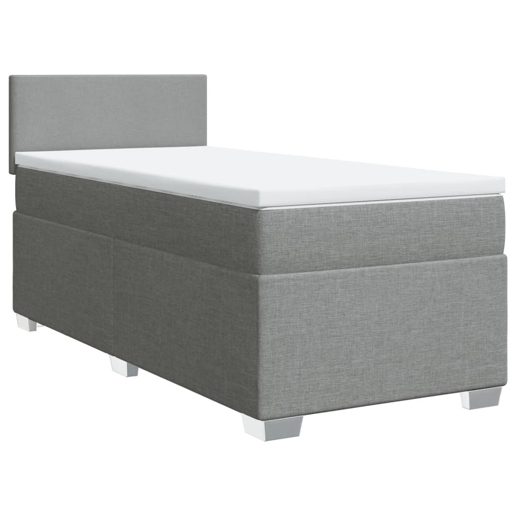 vidaXL Sommier à lattes de lit avec matelas Gris clair 90x200 cm Tissu