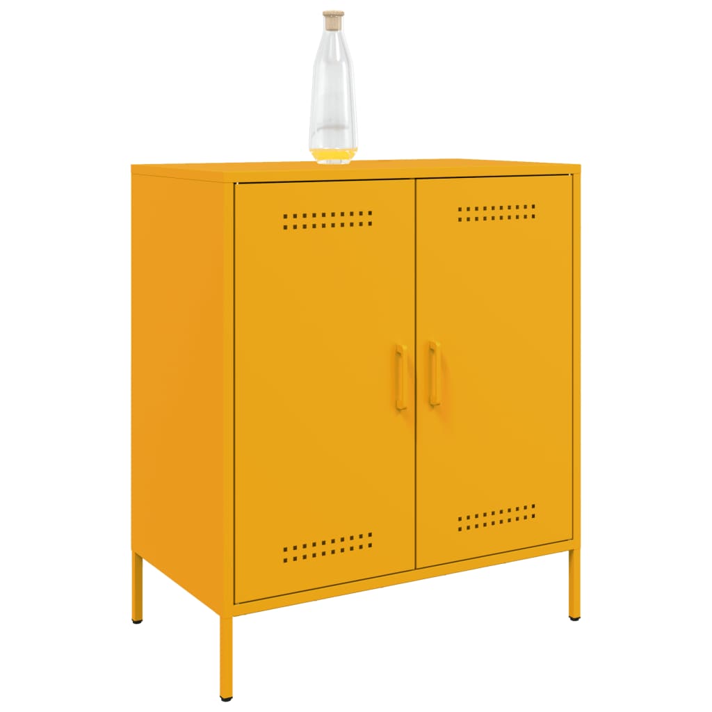 vidaXL Buffet jaune moutarde 68x39x79 cm acier