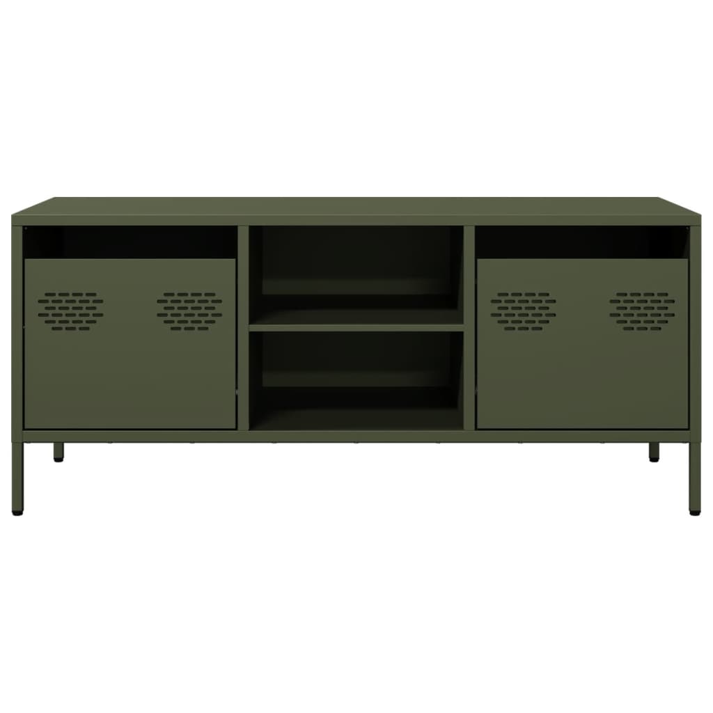 vidaXL Meuble TV vert olive 101,5x39x43,5 cm acier laminé à froid