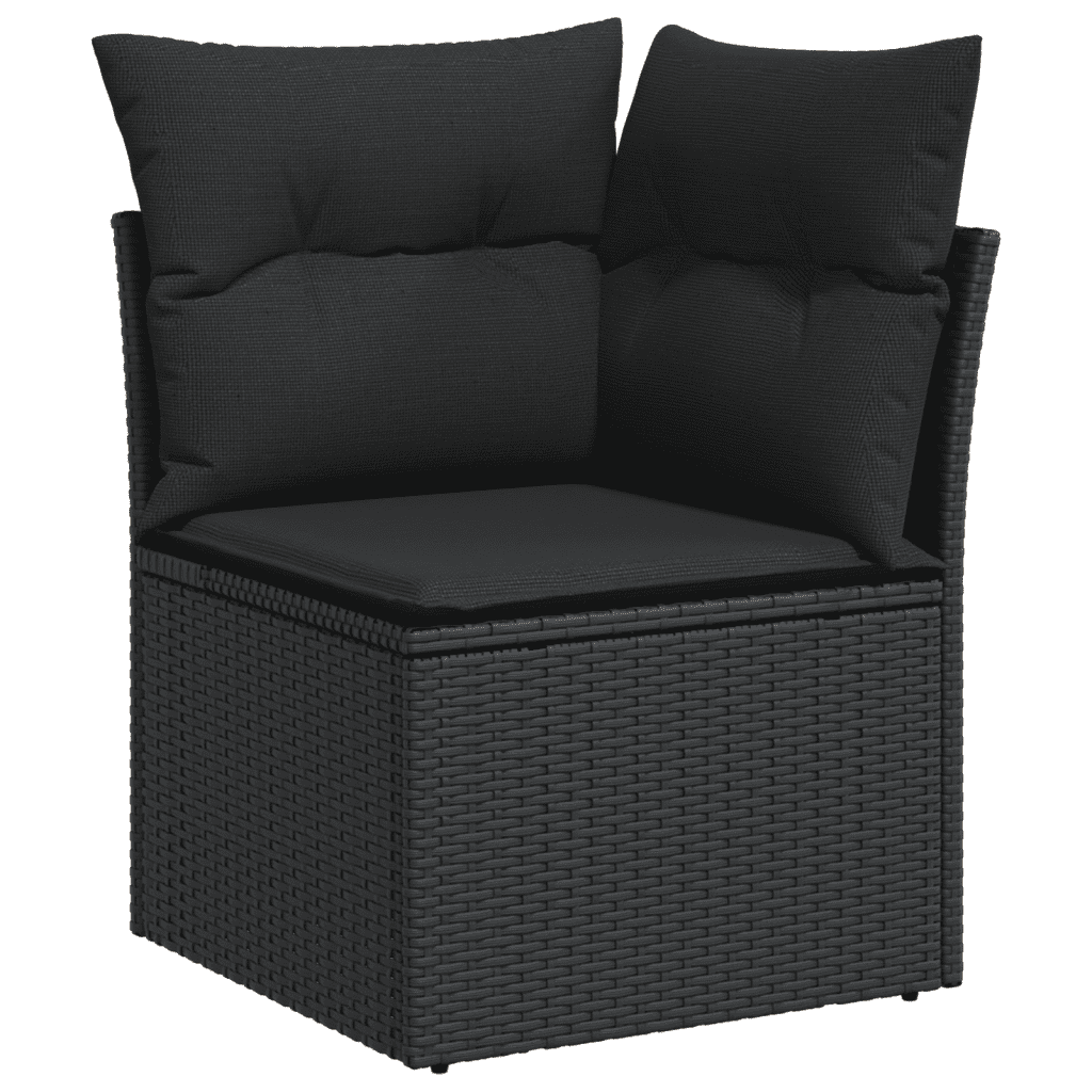 vidaXL Salon de jardin 7 pcs avec coussins noir résine tressée